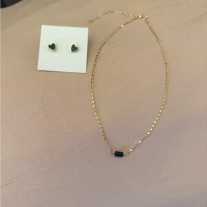 American Eagle Outfitters Gold and Green Heart Earrings